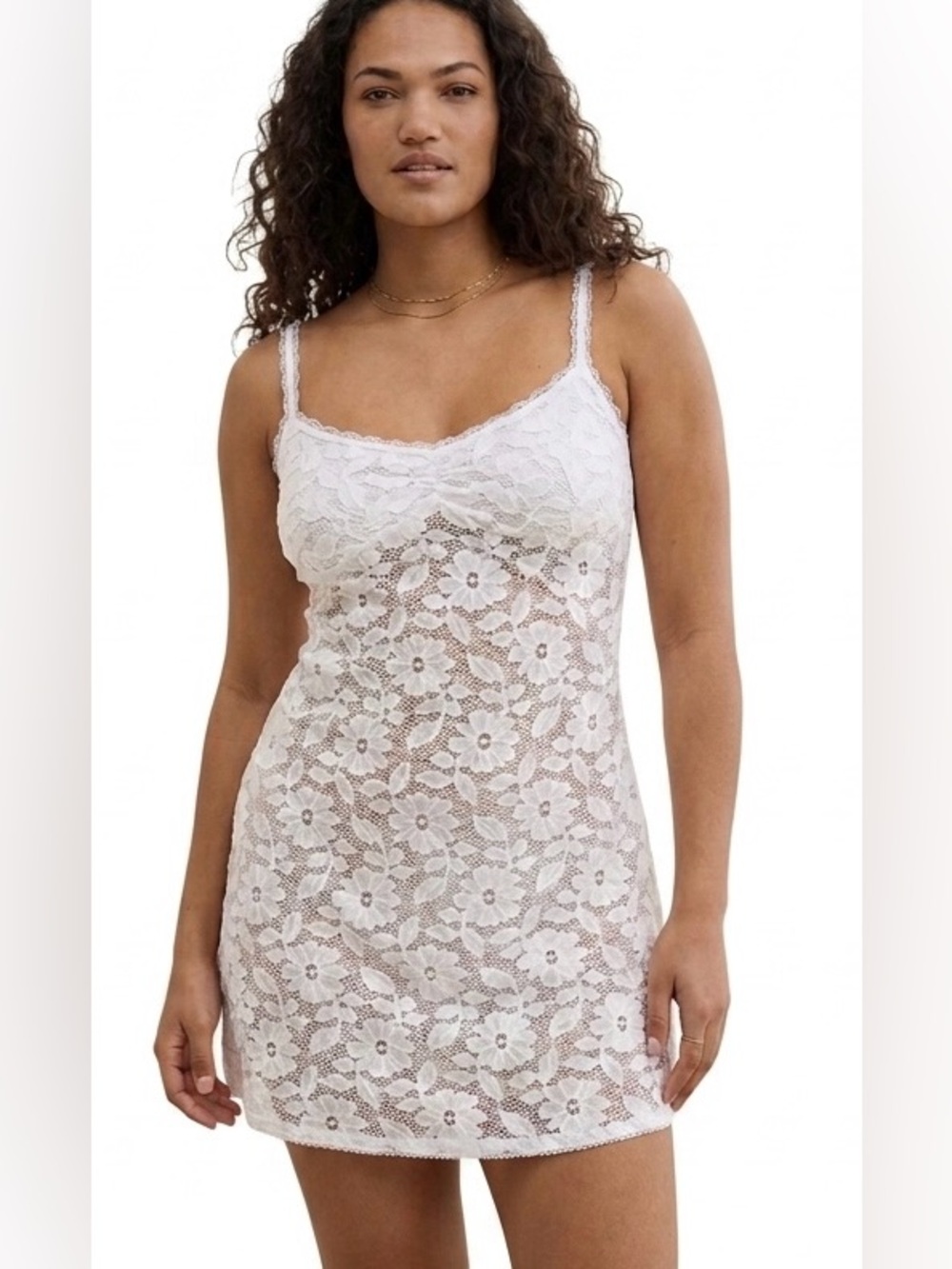 aerie White Floral Lace Chemise X-Large